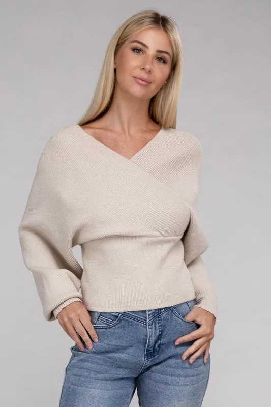 Zenana Criss Cross Wrap Soft Knit Top